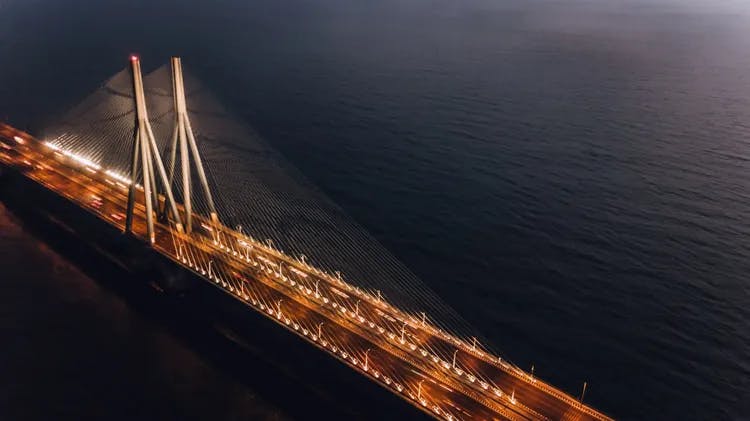 Night view of the Bandra-Worli Sea Link from top